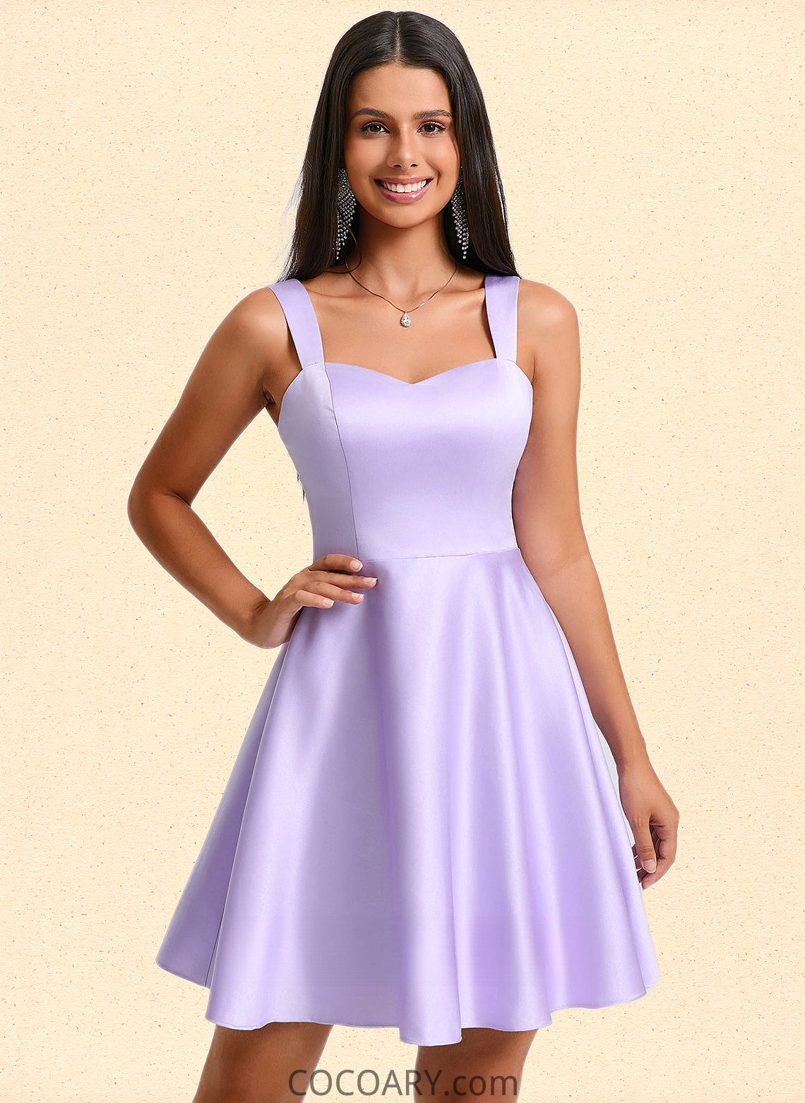 Riya A-line Sweetheart Short Satin Homecoming Dress With Bow DA8P0025682