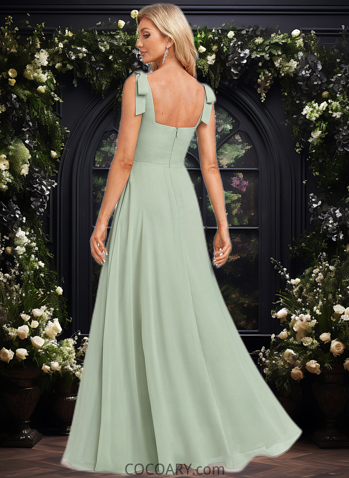 Winnie A-line Square Floor-Length Chiffon Prom Dresses With Bow DA8P0025876