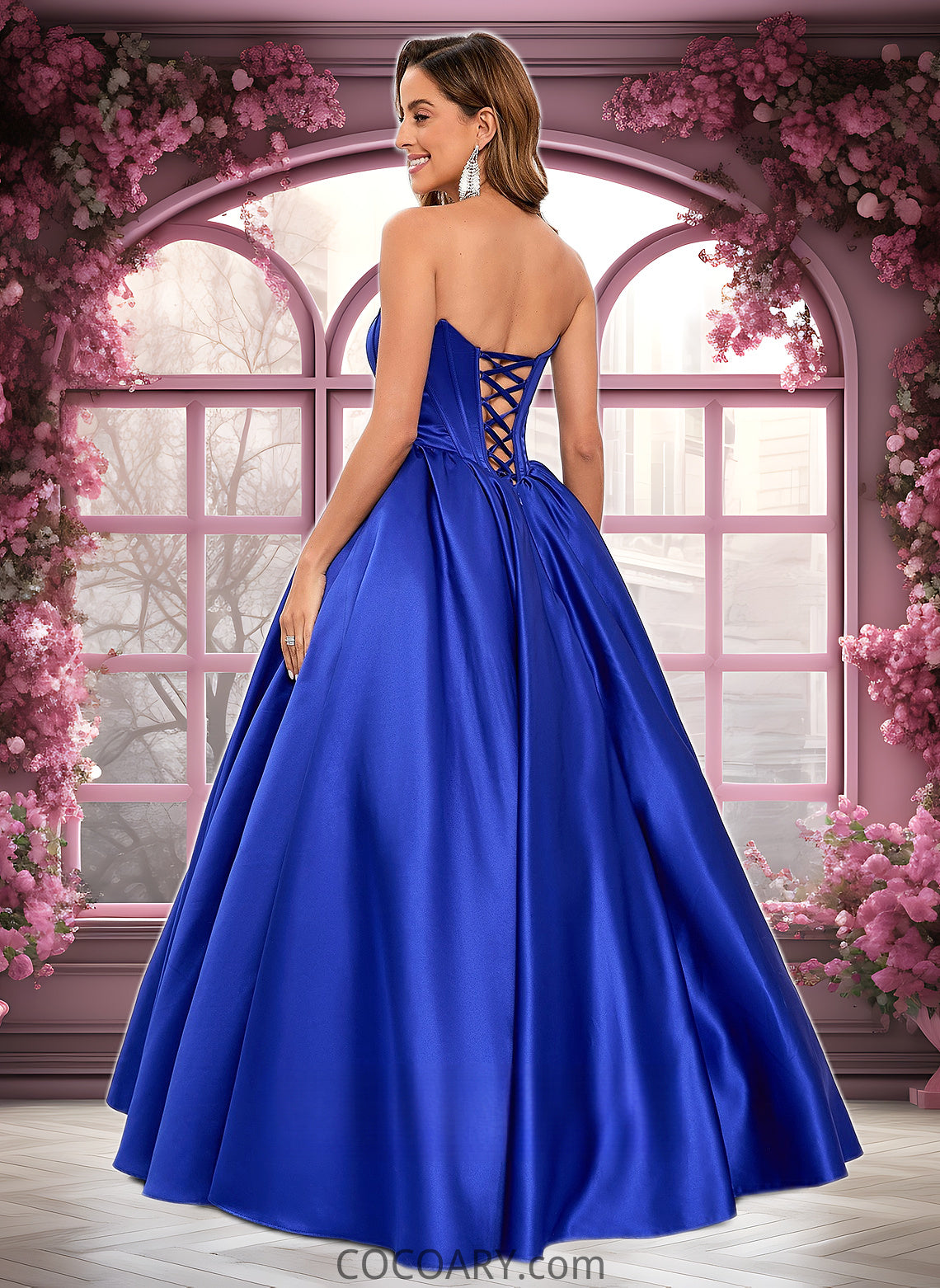 Anne Ball-Gown/Princess Straight Floor-Length Satin Prom Dresses DA8P0025831