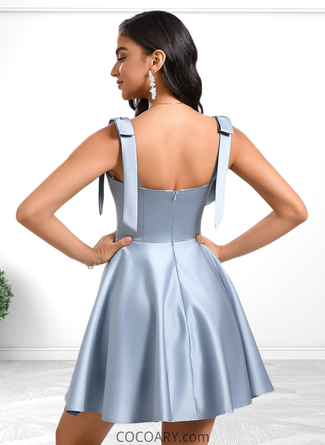 Abigayle A-line Sweetheart Short Satin Homecoming Dress With Bow DA8P0025678