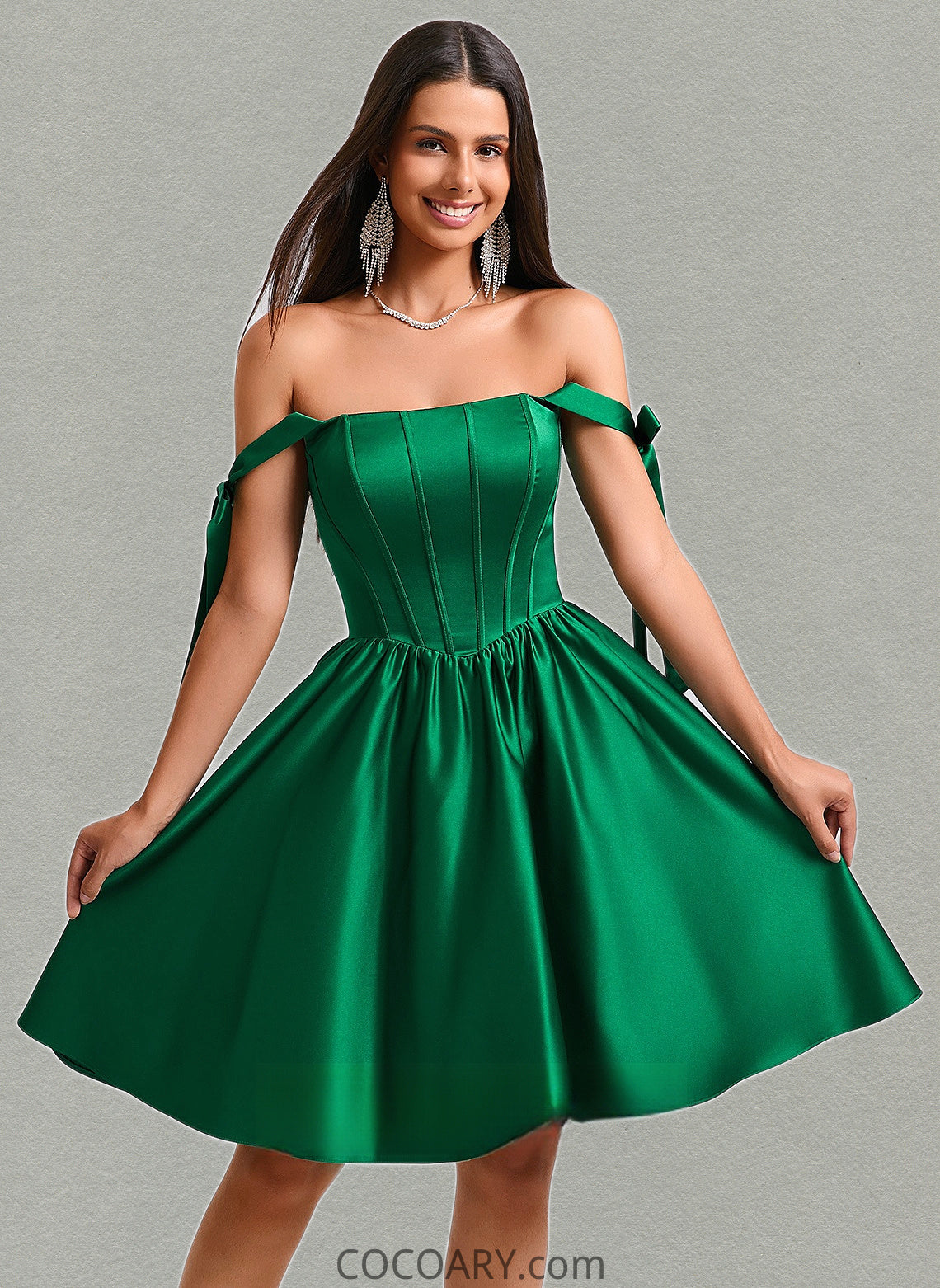 Kailey Ball-Gown/Princess Straight Short Satin Homecoming Dress With Bow DA8P0025645