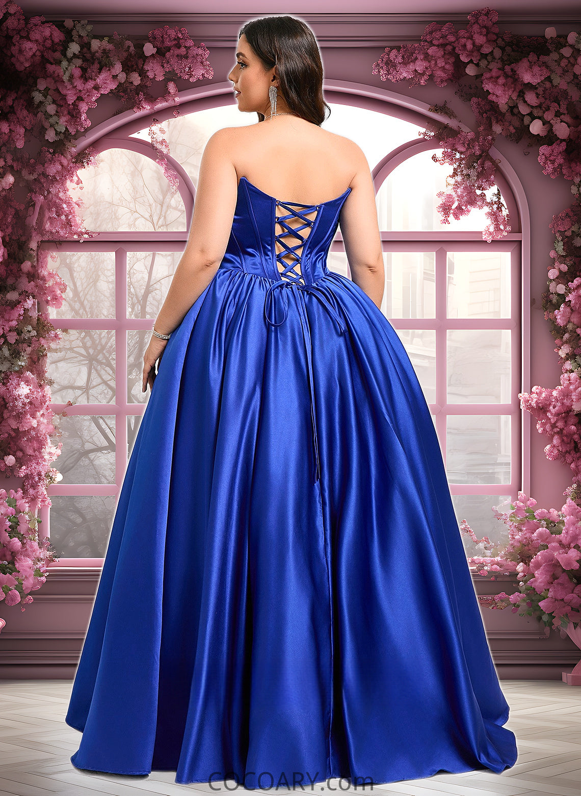 Anne Ball-Gown/Princess Straight Floor-Length Satin Prom Dresses DA8P0025831