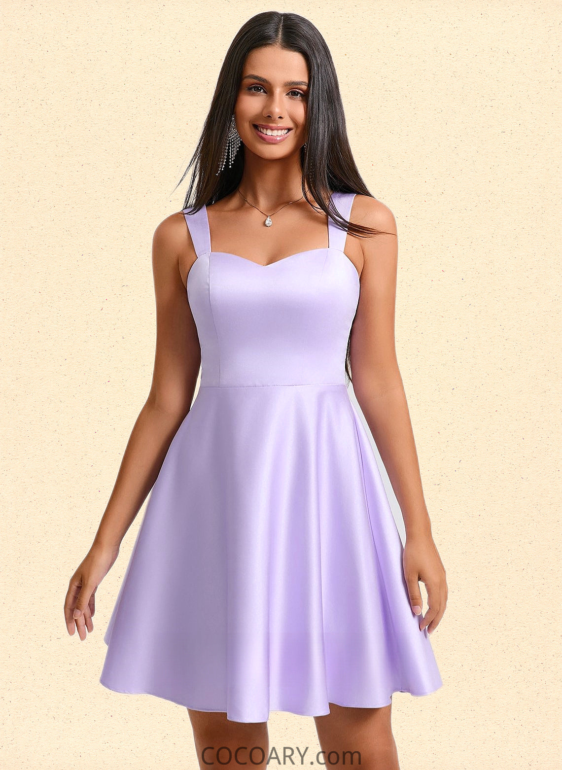 Riya A-line Sweetheart Short Satin Homecoming Dress With Bow DA8P0025682