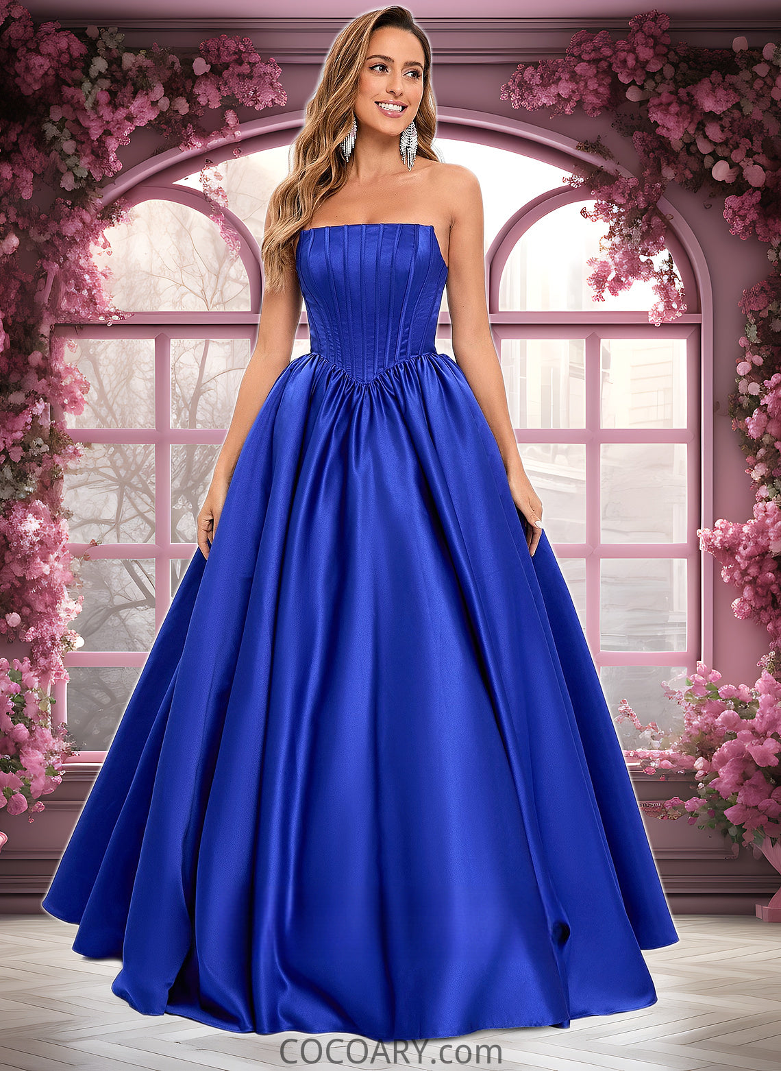 Anne Ball-Gown/Princess Straight Floor-Length Satin Prom Dresses DA8P0025831