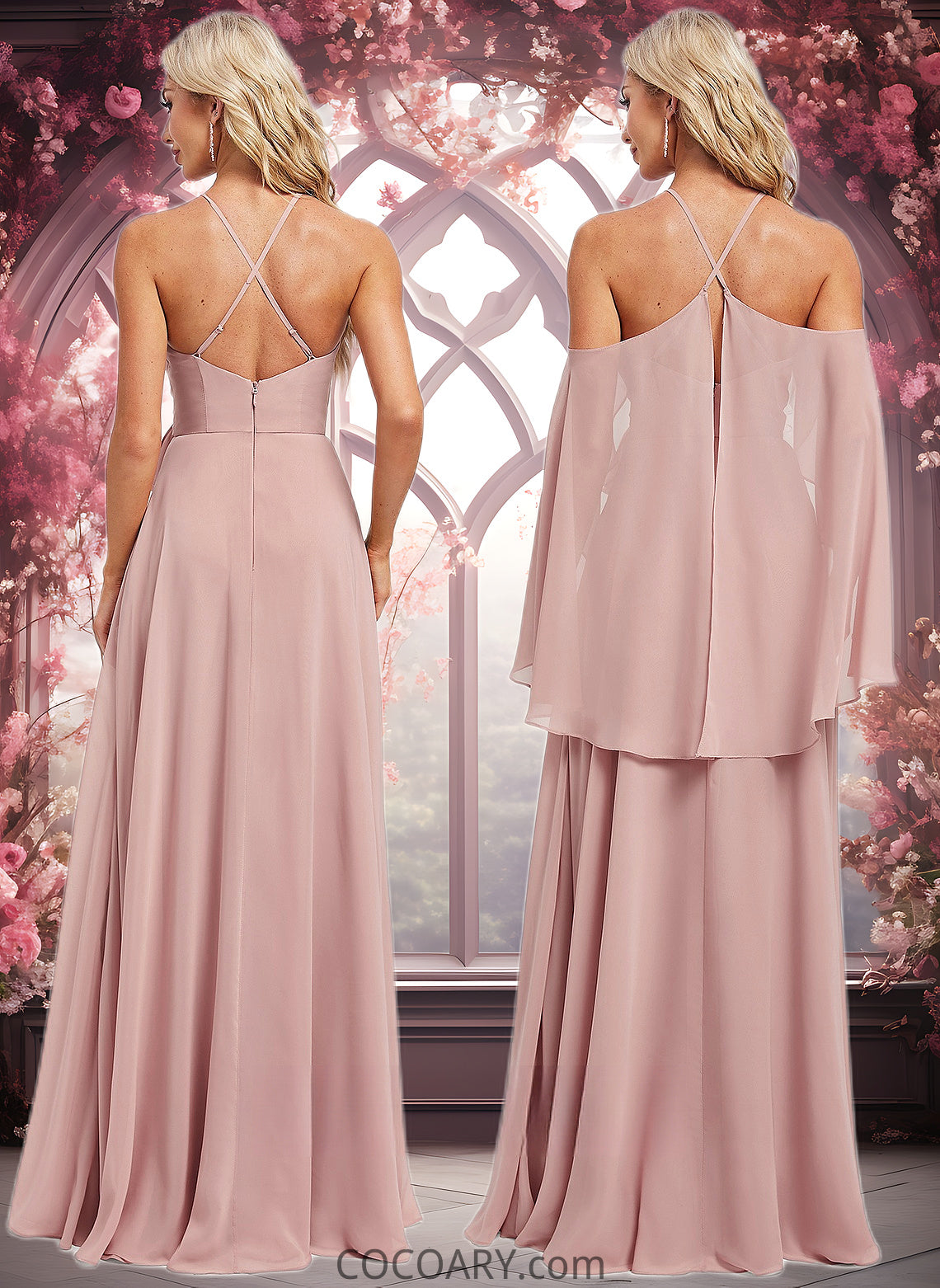 Myla A-line Halter Floor-Length Chiffon Bridesmaid Dress DA8P0025821