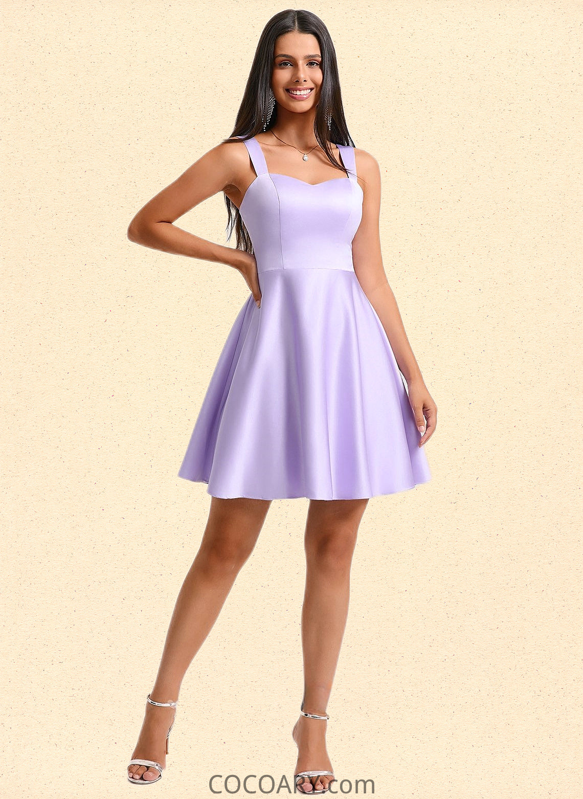 Riya A-line Sweetheart Short Satin Homecoming Dress With Bow DA8P0025682