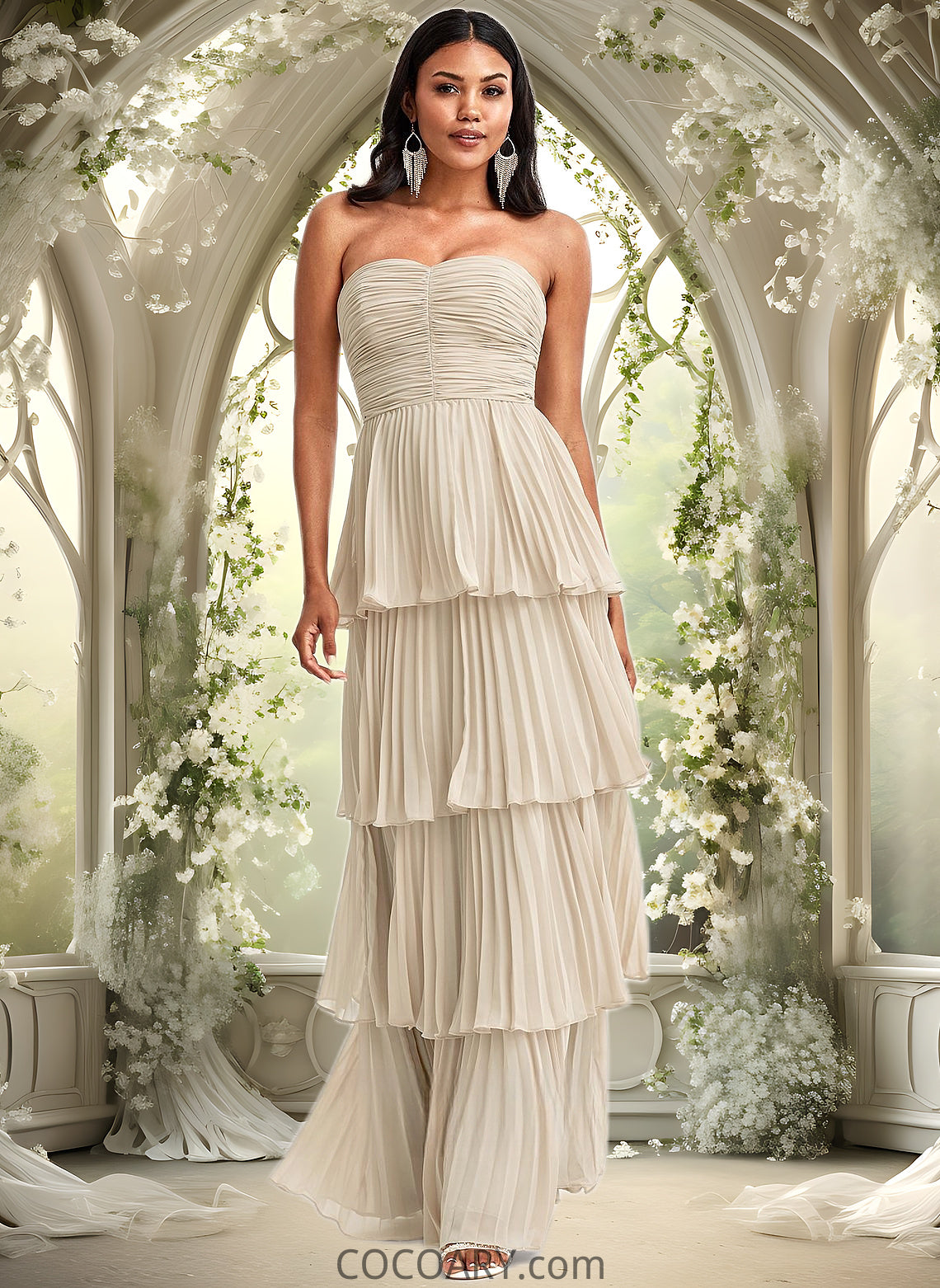 Miya A-line Sweetheart Floor-Length Chiffon Bridesmaid Dress DA8P0025762