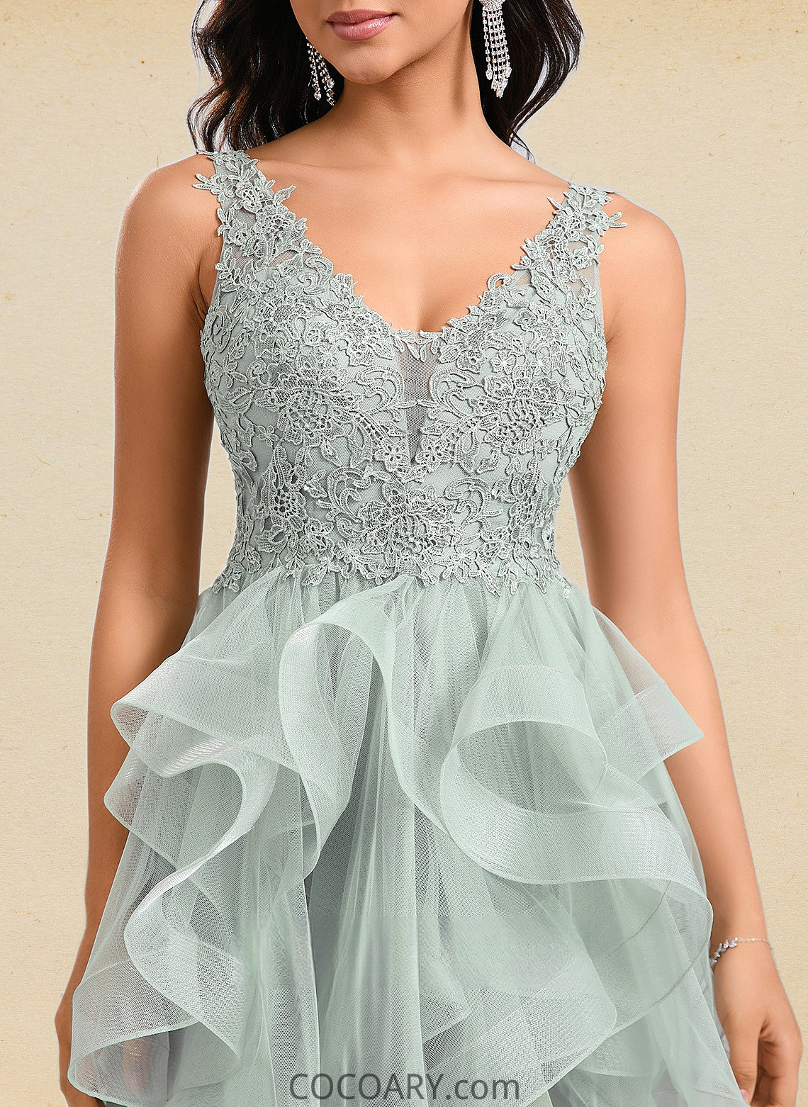 Brynn Ball-Gown/Princess V-Neck Short Tulle Lace Homecoming Dress DA8P0025671