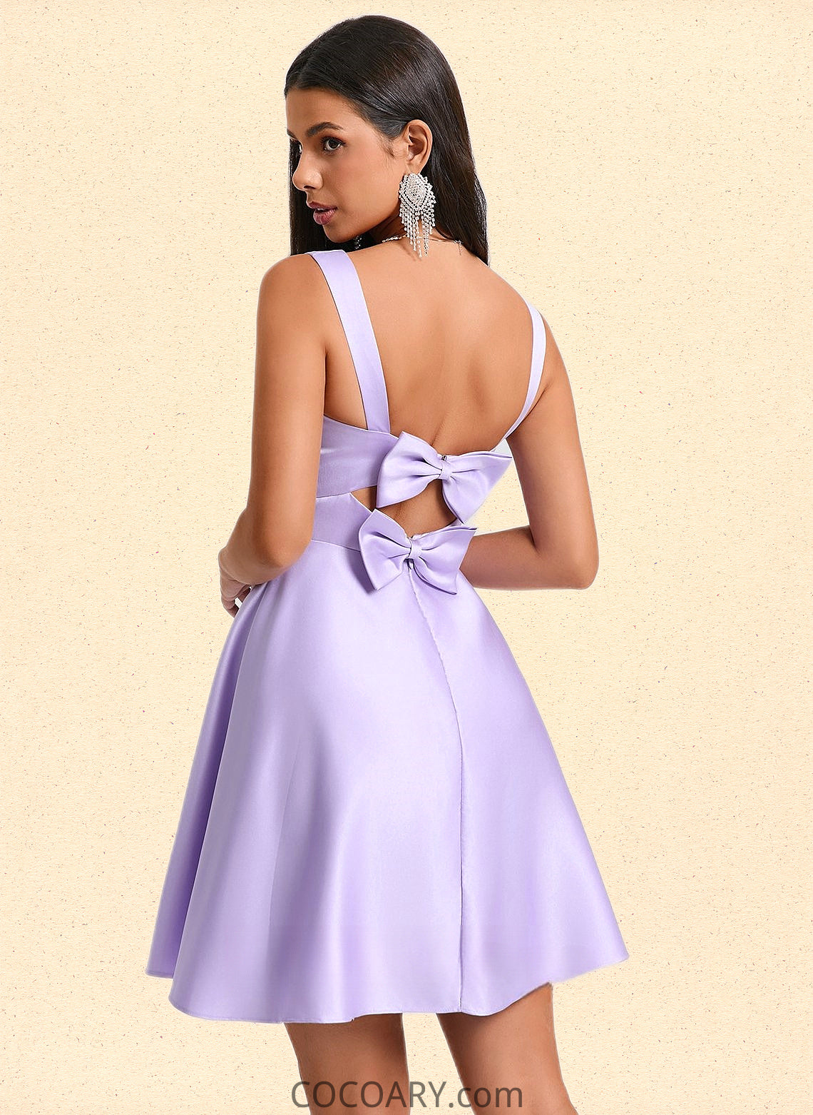 Riya A-line Sweetheart Short Satin Homecoming Dress With Bow DA8P0025682