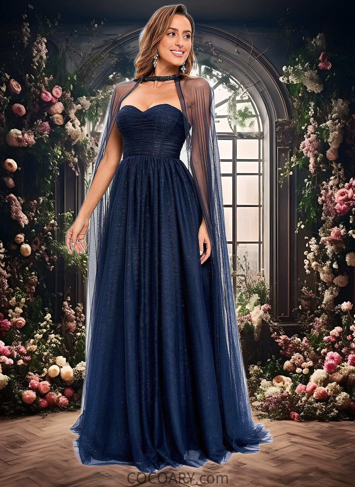 America Ball-Gown/Princess Sweetheart Sweep Train Tulle Prom Dresses With Beading Sequins DA8P0025848