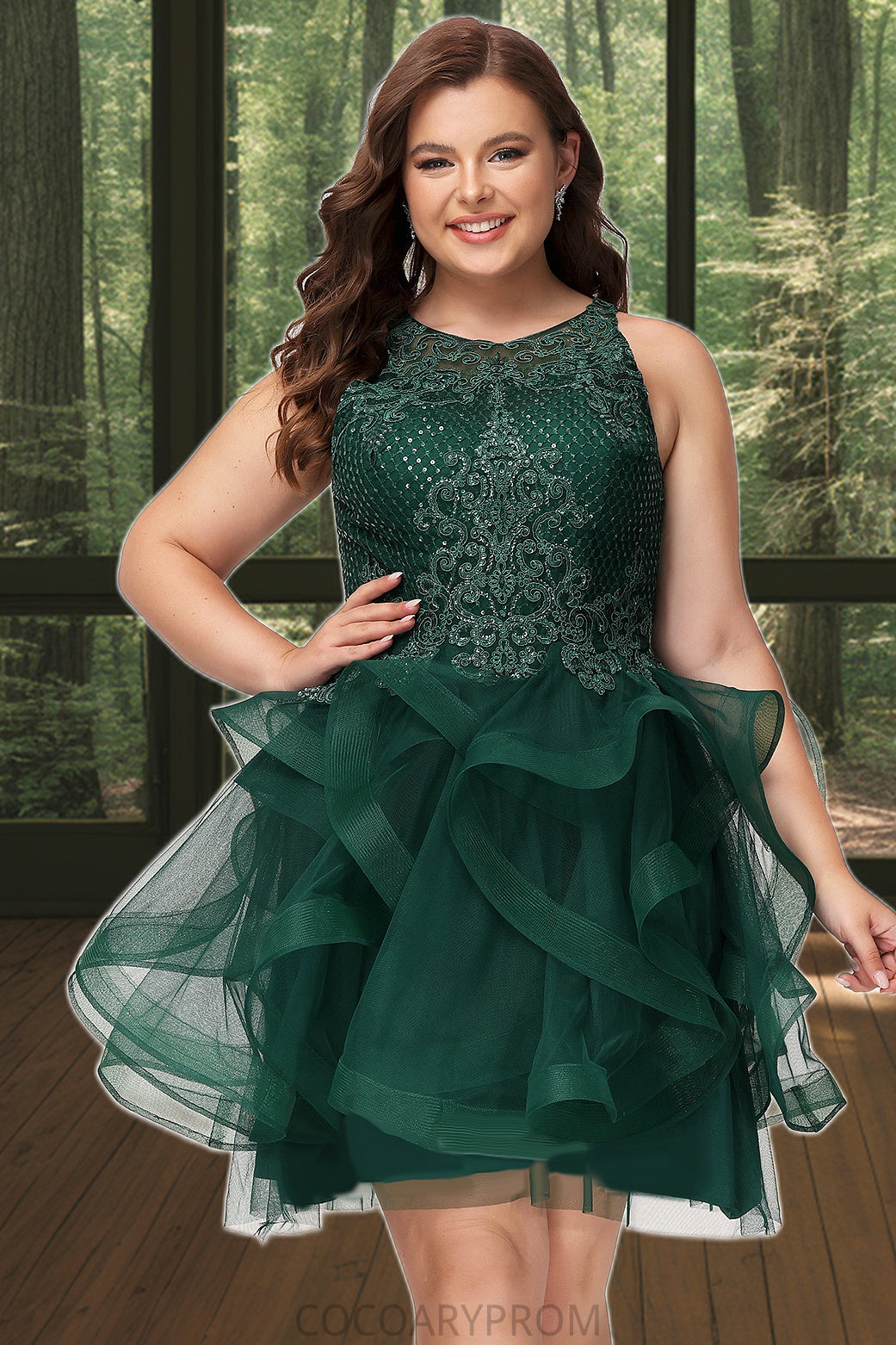 Aliana Ball-Gown/Princess Scoop Short/Mini Lace Tulle Homecoming Dress With Sequins DA8P0020537