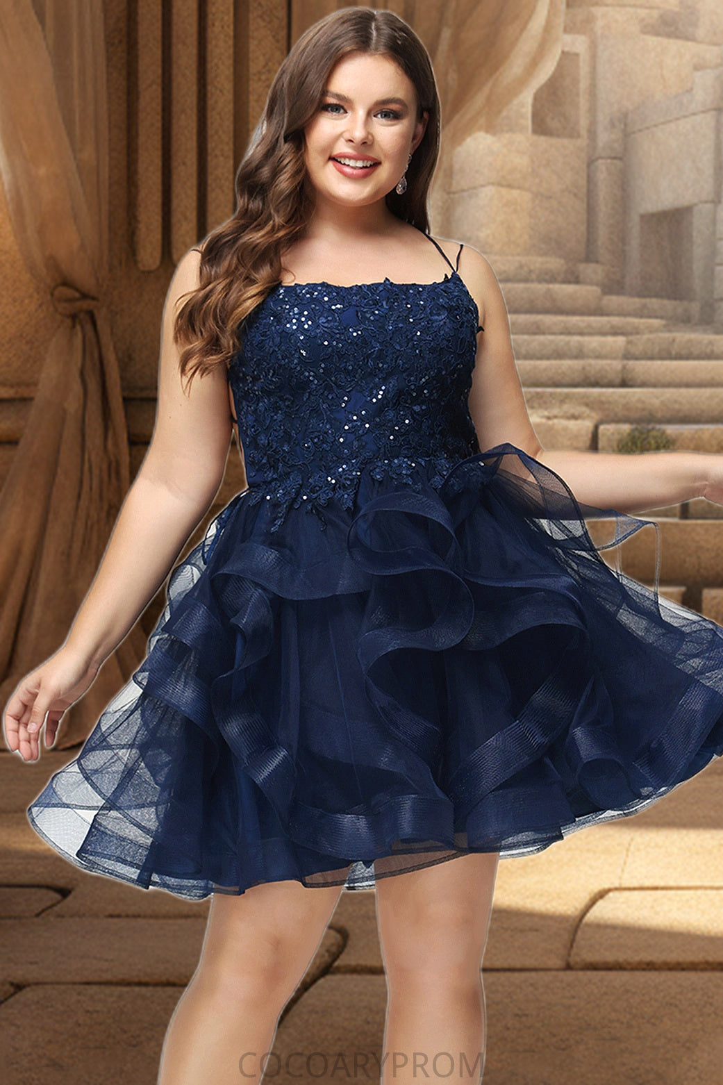 Rosemary Ball-Gown/Princess Scoop Short/Mini Lace Tulle Homecoming Dress With Sequins DA8P0020510