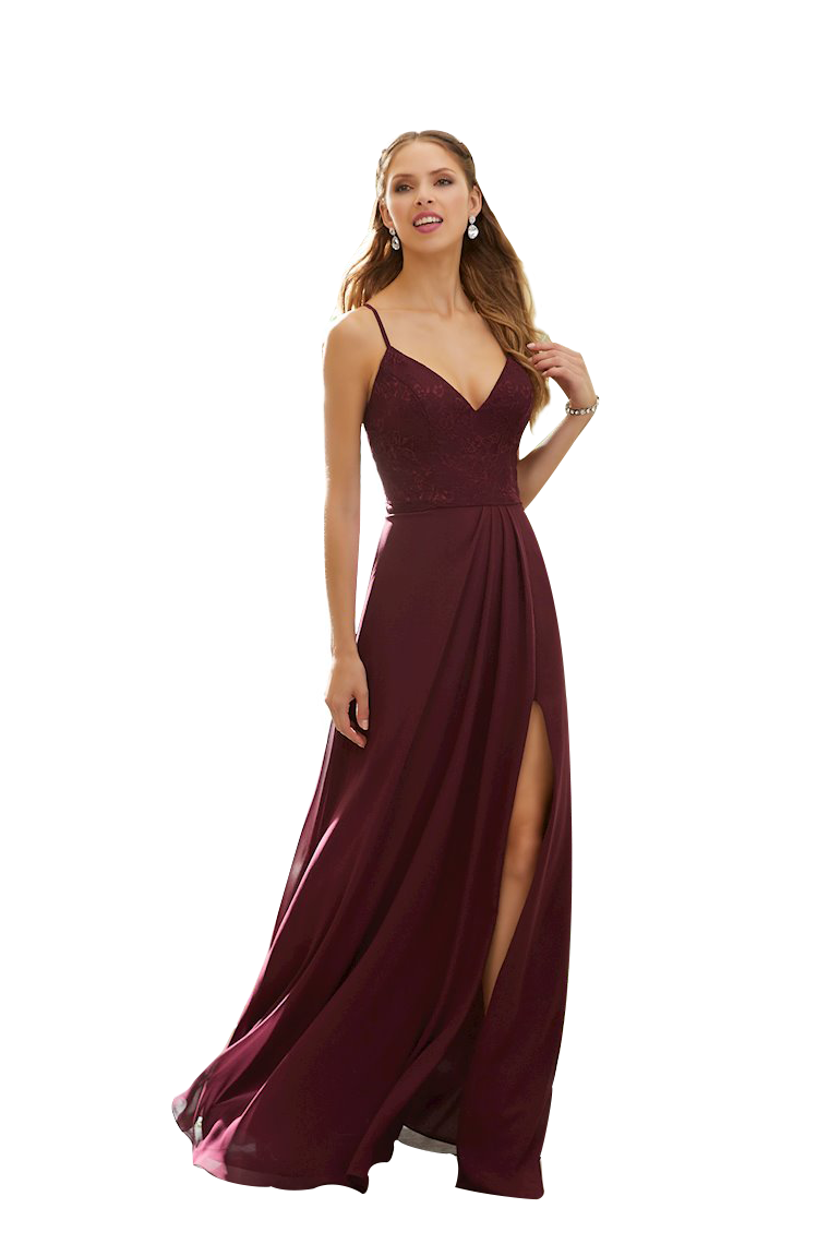 Laurel Sleeveless Natural Waist Chiffon Spaghetti Straps V-Neck Floor Length A-Line/Princess Bridesmaid Dresses