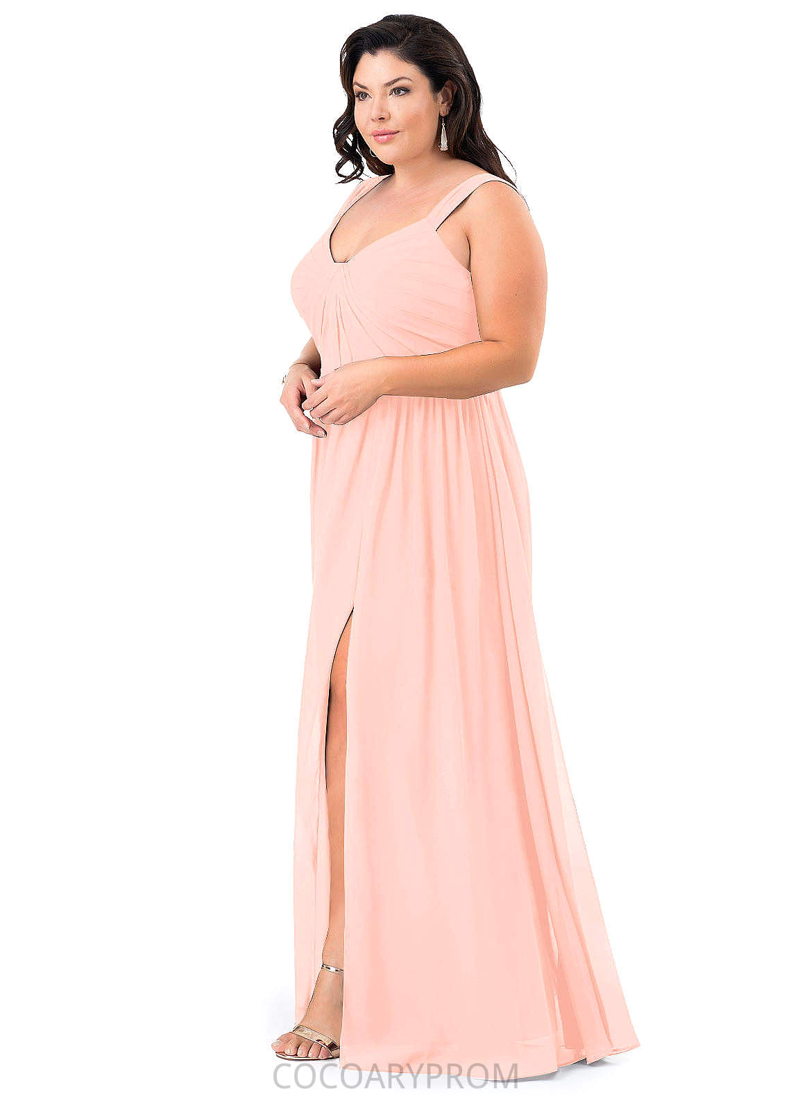 Tatum Natural Waist V-Neck Floor Length Sequins Sheath/Column Sleeveless Bridesmaid Dresses