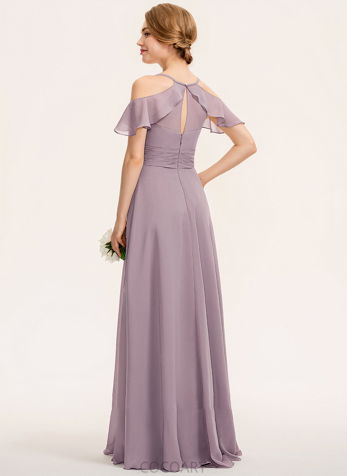 Silhouette A-Line Neckline CascadingRuffles Ruffle Fabric Length V-neck Embellishment Floor-Length SplitFront Susan Bridesmaid Dresses