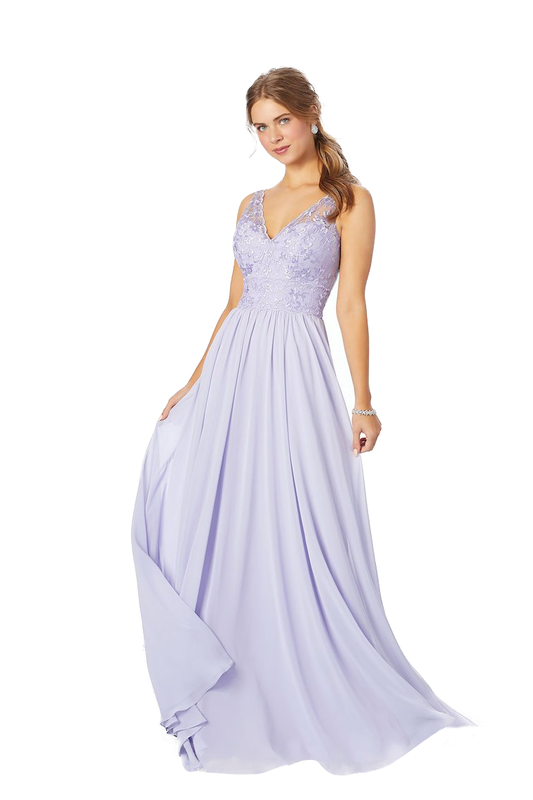 Lilith Sleeveless Natural Waist Chiffon V-Neck A-Line/Princess Floor Length Bridesmaid Dresses