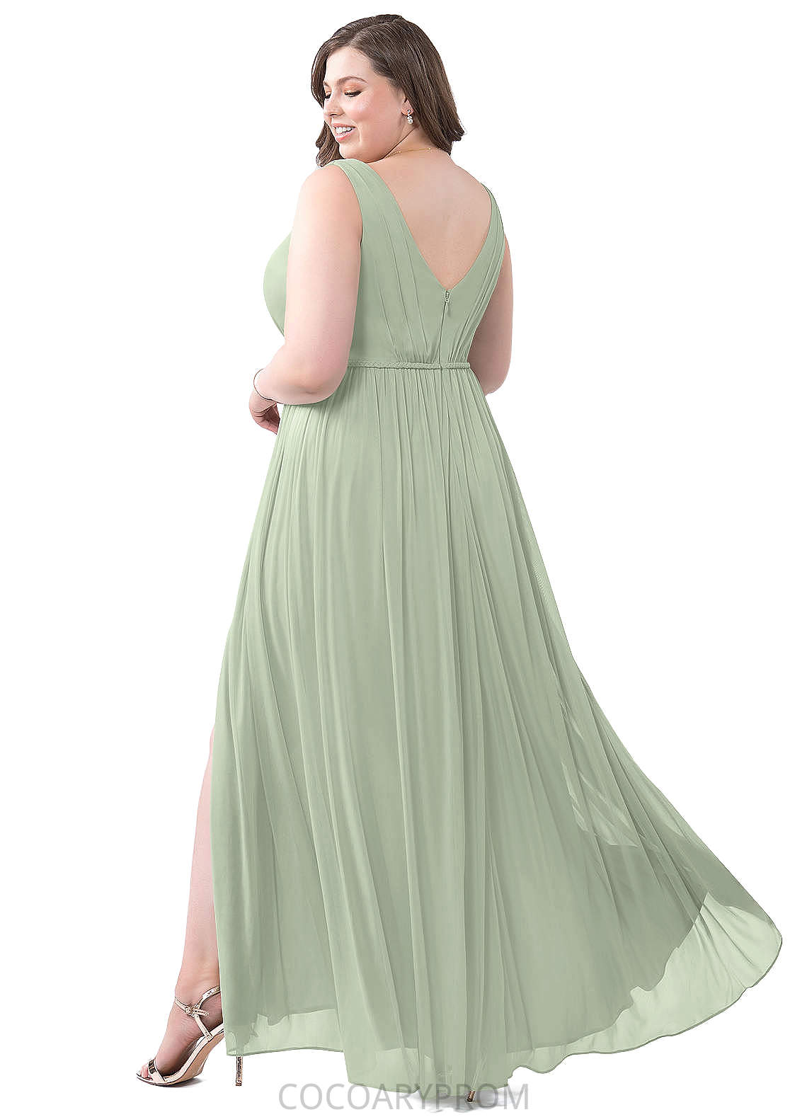 Haleigh Floor Length Natural Waist Sleeveless A-Line/Princess V-Neck Bridesmaid Dresses