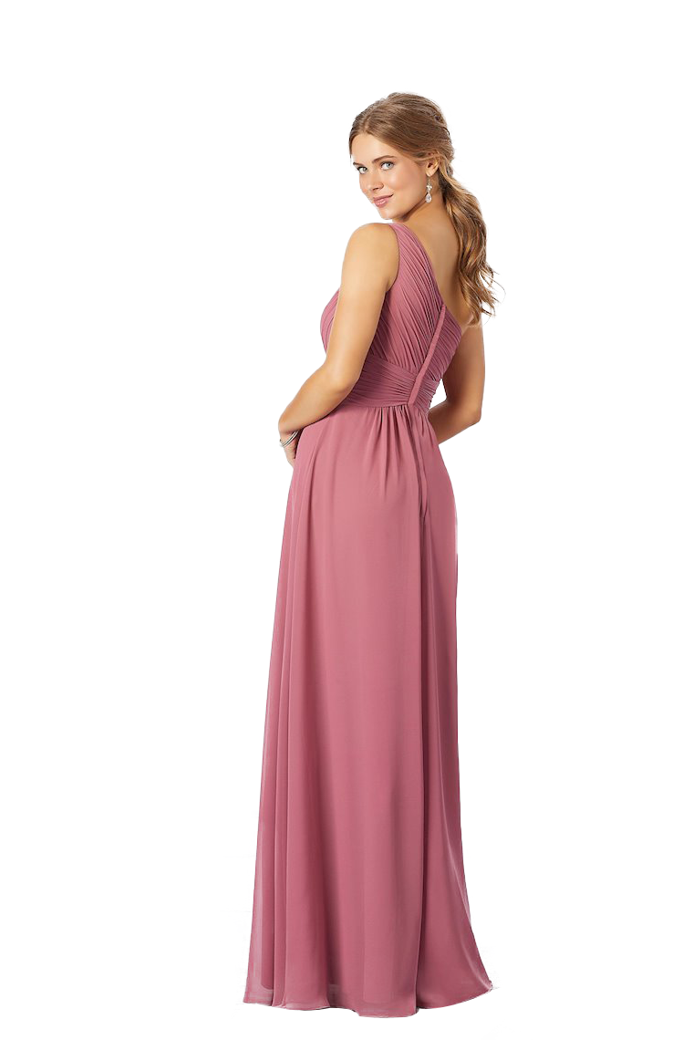 Michelle A-Line/Princess Floor Length One Shoulder Chiffon Natural Waist Sleeveless Bridesmaid Dresses