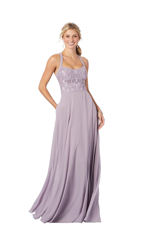 Ina Floor Length A-Line/Princess Halter Chiffon Sleeveless Natural Waist Bridesmaid Dresses