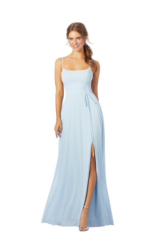 Beryl Sleeveless Spaghetti Straps Floor Length Natural Waist Chiffon A-Line/Princess Bridesmaid Dresses