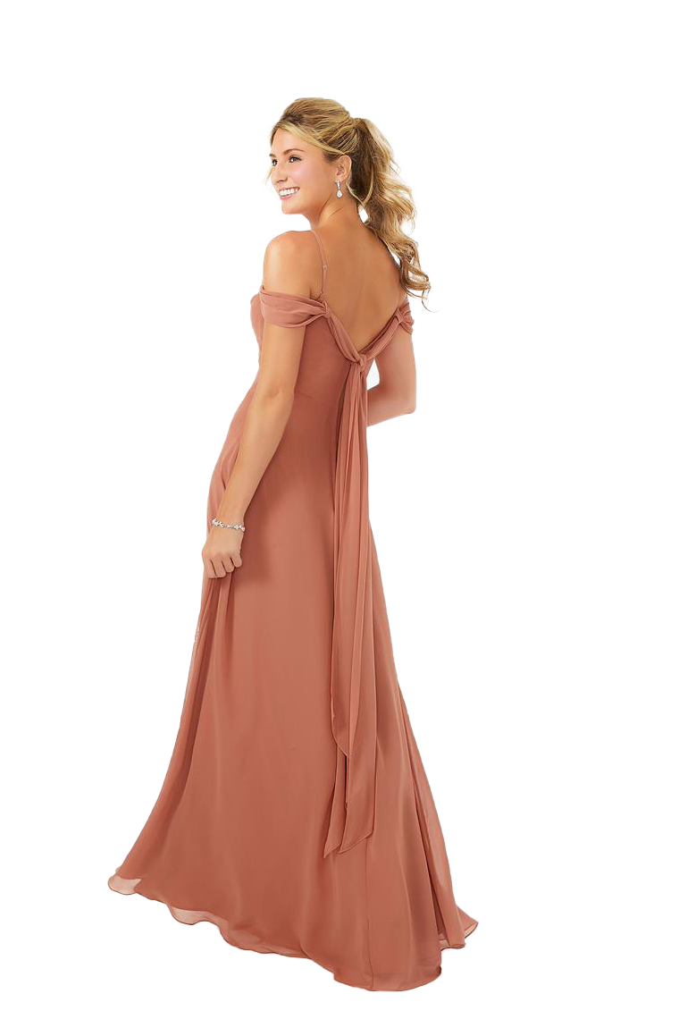 Alula A-Line/Princess Floor Length Off The Shoulder Sleeveless Spaghetti Straps Natural Waist Chiffon Bridesmaid Dresses