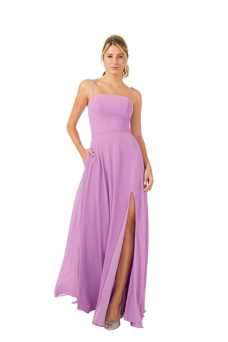 Jocelyn A-Line/Princess Sleeveless Floor Length Natural Waist Spaghetti Straps Chiffon Bridesmaid Dresses