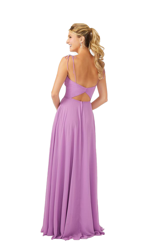 Jocelyn A-Line/Princess Sleeveless Floor Length Natural Waist Spaghetti Straps Chiffon Bridesmaid Dresses