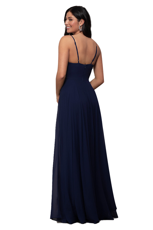 Chloe Sleeveless V-Neck Floor Length A-Line/Princess Natural Waist Chiffon Spaghetti Straps Bridesmaid Dresses