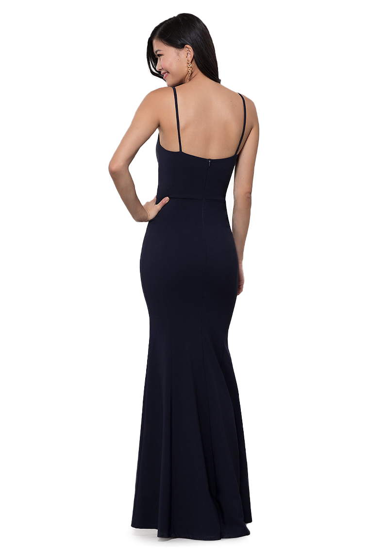 Laurel Satin Sleeveless Natural Waist Trumpet/Mermaid Spaghetti Straps Floor Length Sweetheart Bridesmaid Dresses