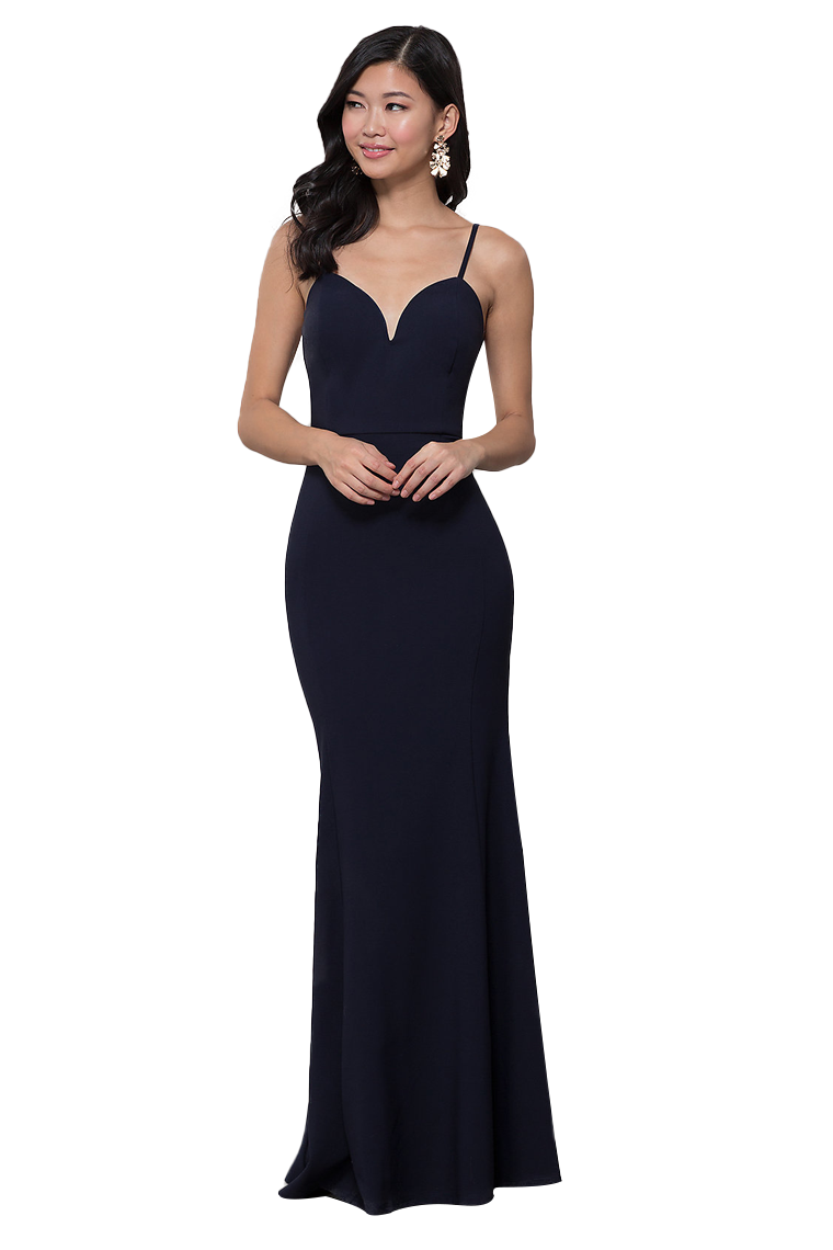 Laurel Satin Sleeveless Natural Waist Trumpet/Mermaid Spaghetti Straps Floor Length Sweetheart Bridesmaid Dresses