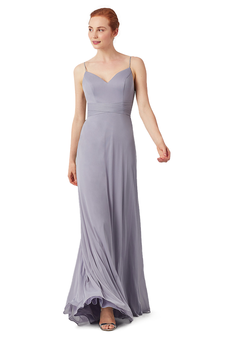 Jessica Floor Length Chiffon Sleeveless Spaghetti Straps Natural Waist A-Line/Princess Bridesmaid Dresses