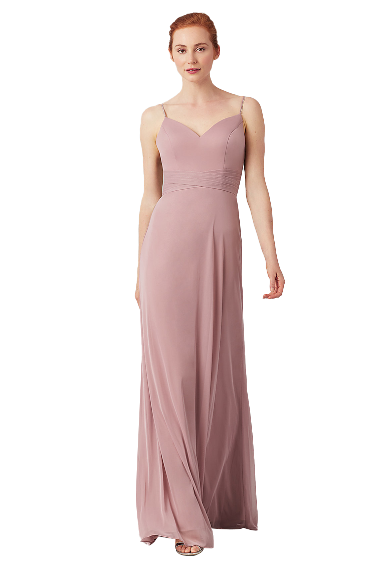 Jessica Floor Length Chiffon Sleeveless Spaghetti Straps Natural Waist A-Line/Princess Bridesmaid Dresses