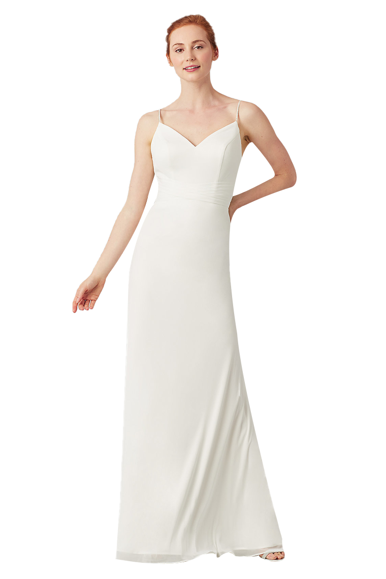 Jessica Floor Length Chiffon Sleeveless Spaghetti Straps Natural Waist A-Line/Princess Bridesmaid Dresses