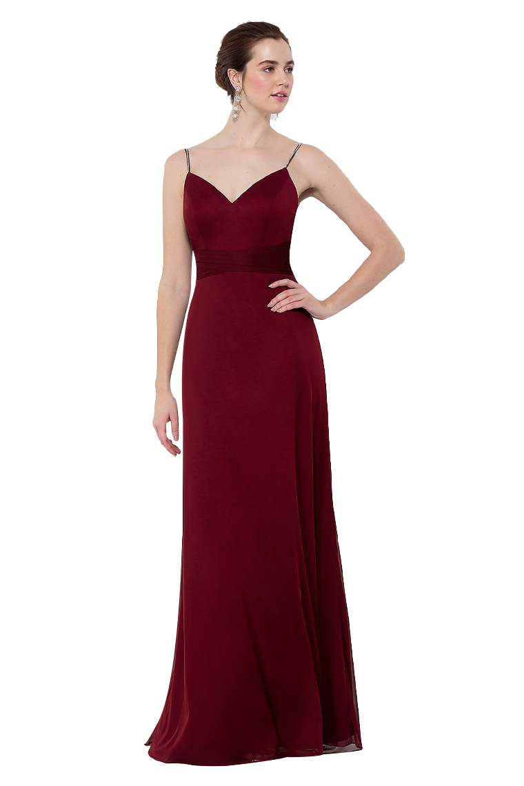 Jessica Floor Length Chiffon Sleeveless Spaghetti Straps Natural Waist A-Line/Princess Bridesmaid Dresses