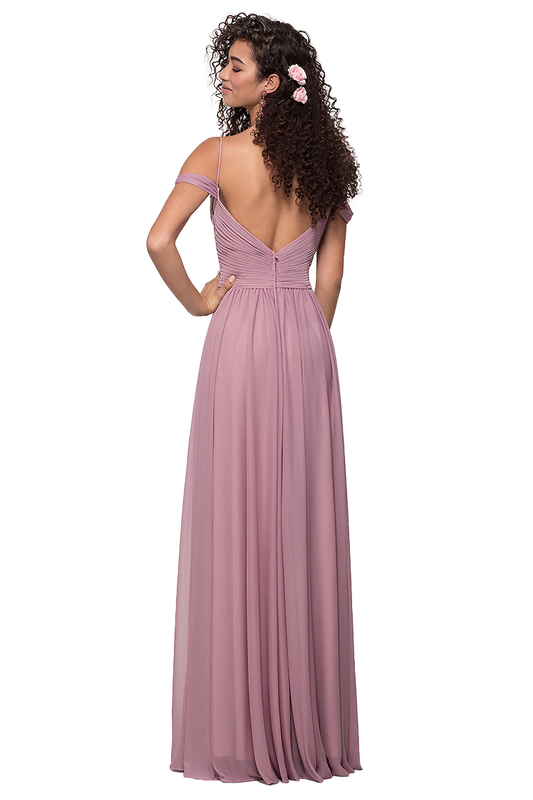 Daphne Sleeveless A-Line/Princess Off The Shoulder Natural Waist Floor Length Chiffon Bridesmaid Dresses