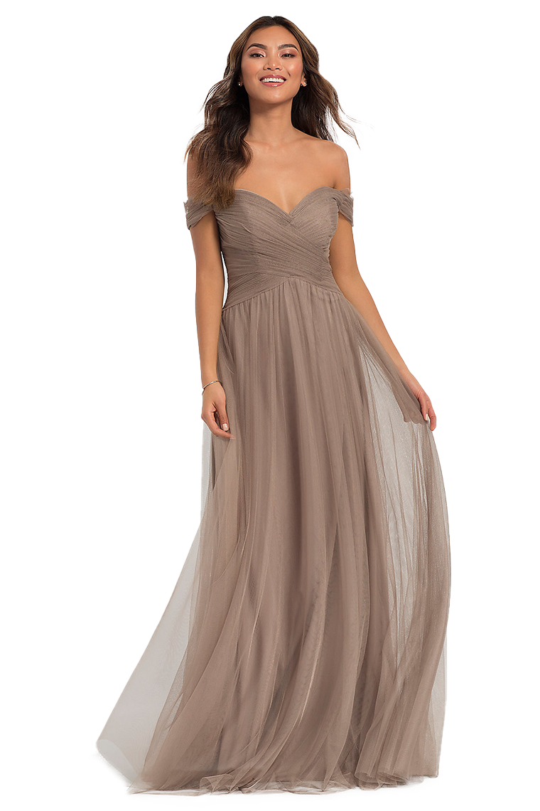 Sylvia A-Line/Princess Sleeveless Off The Shoulder Tulle Natural Waist Floor Length Bridesmaid Dresses