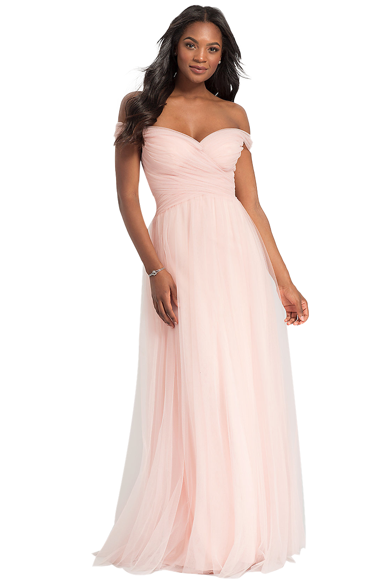 Sylvia A-Line/Princess Sleeveless Off The Shoulder Tulle Natural Waist Floor Length Bridesmaid Dresses