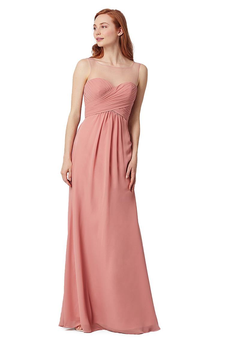 Michaelia Short Sleeves A-Line/Princess Scoop Chiffon Natural Waist Floor Length Bridesmaid Dresses