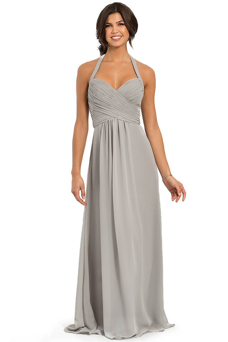 Kay Chiffon A-Line/Princess Floor Length Natural Waist Halter Sleeveless Bridesmaid Dresses