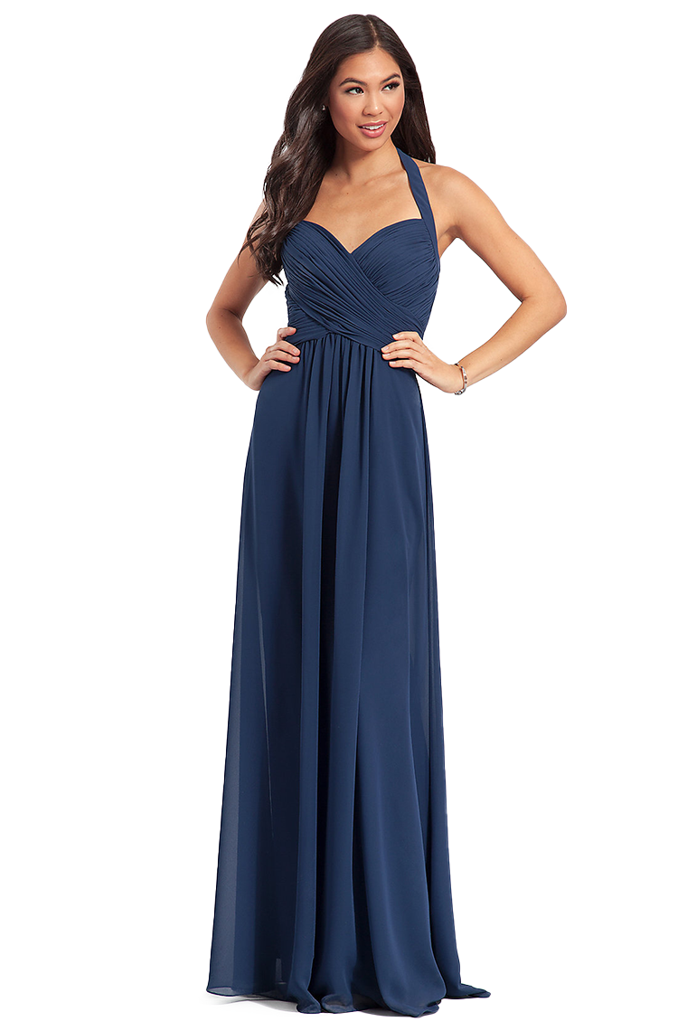 Kay Chiffon A-Line/Princess Floor Length Natural Waist Halter Sleeveless Bridesmaid Dresses