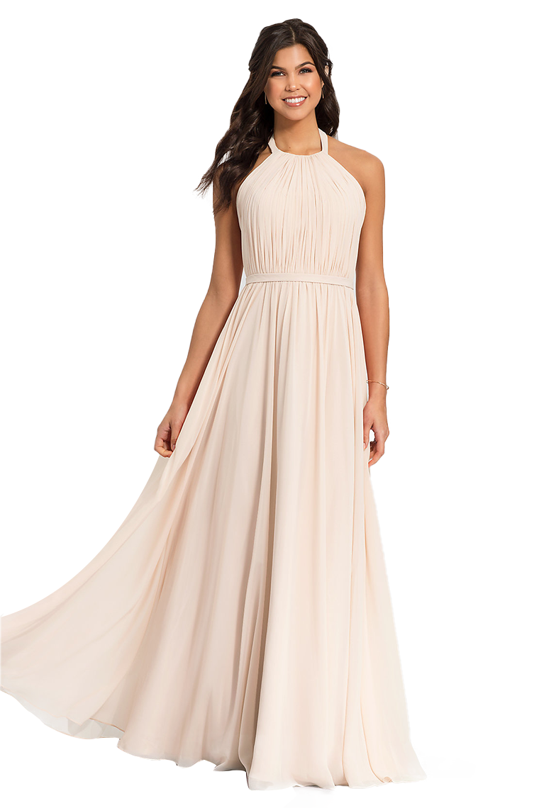 Penny Chiffon A-Line/Princess Floor Length Halter Natural Waist Sleeveless Bridesmaid Dresses