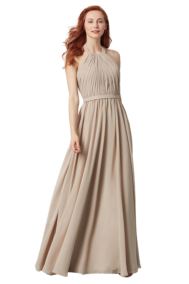 Penny Chiffon A-Line/Princess Floor Length Halter Natural Waist Sleeveless Bridesmaid Dresses