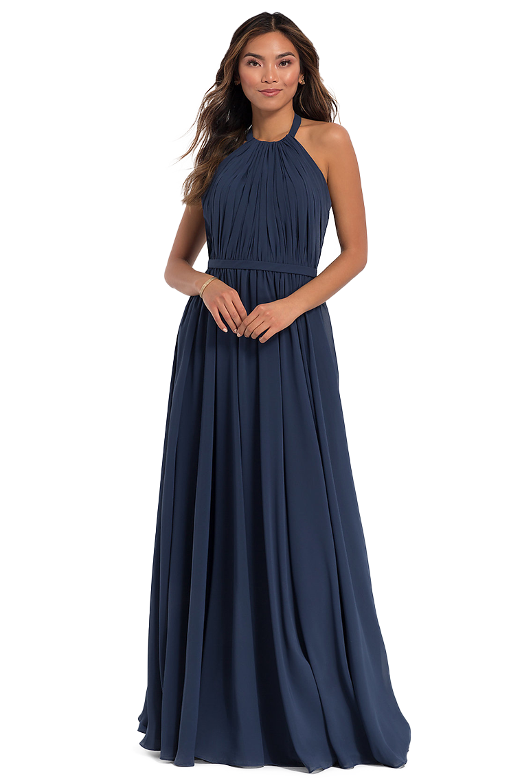 Penny Chiffon A-Line/Princess Floor Length Halter Natural Waist Sleeveless Bridesmaid Dresses