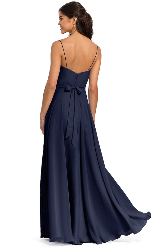 Camille A-Line/Princess Floor Length Sleeveless Sweetheart Natural Waist Chiffon Spaghetti Straps Bridesmaid Dresses