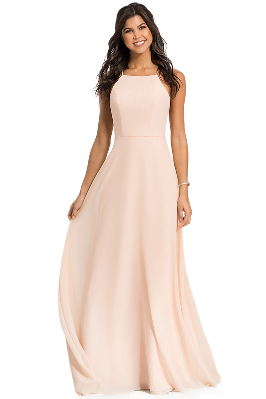 Michaelia A-Line/Princess Natural Waist Spaghetti Straps Chiffon Floor Length Sleeveless Bridesmaid Dresses