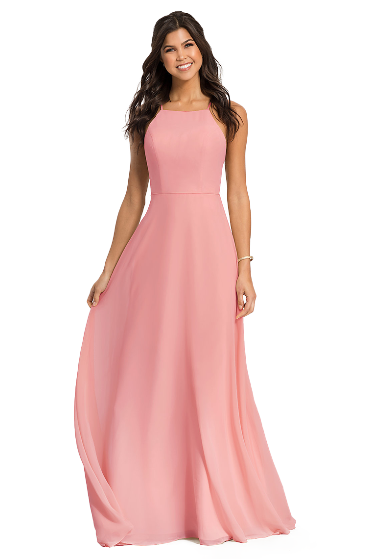 Michaelia A-Line/Princess Natural Waist Spaghetti Straps Chiffon Floor Length Sleeveless Bridesmaid Dresses