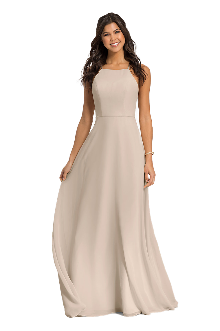 Michaelia A-Line/Princess Natural Waist Spaghetti Straps Chiffon Floor Length Sleeveless Bridesmaid Dresses