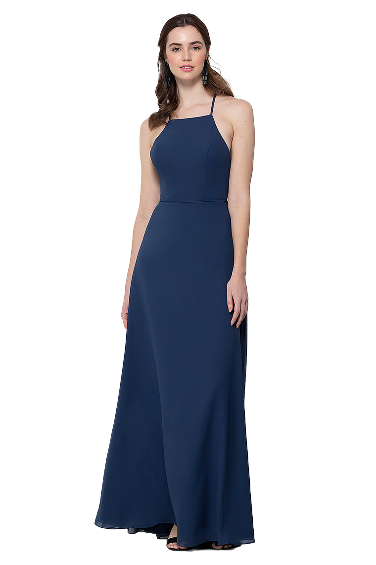 Michaelia A-Line/Princess Natural Waist Spaghetti Straps Chiffon Floor Length Sleeveless Bridesmaid Dresses