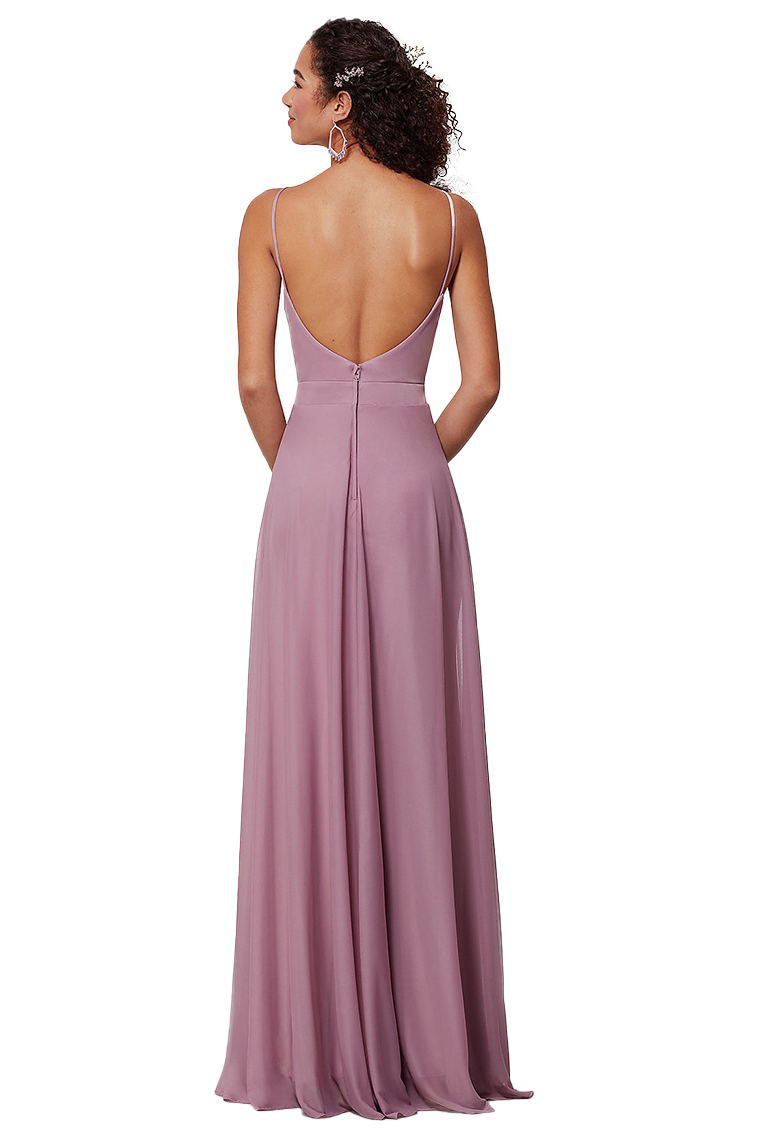 Lynn Natural Waist Floor Length Spaghetti Straps A-Line/Princess Chiffon Sleeveless Bridesmaid Dresses