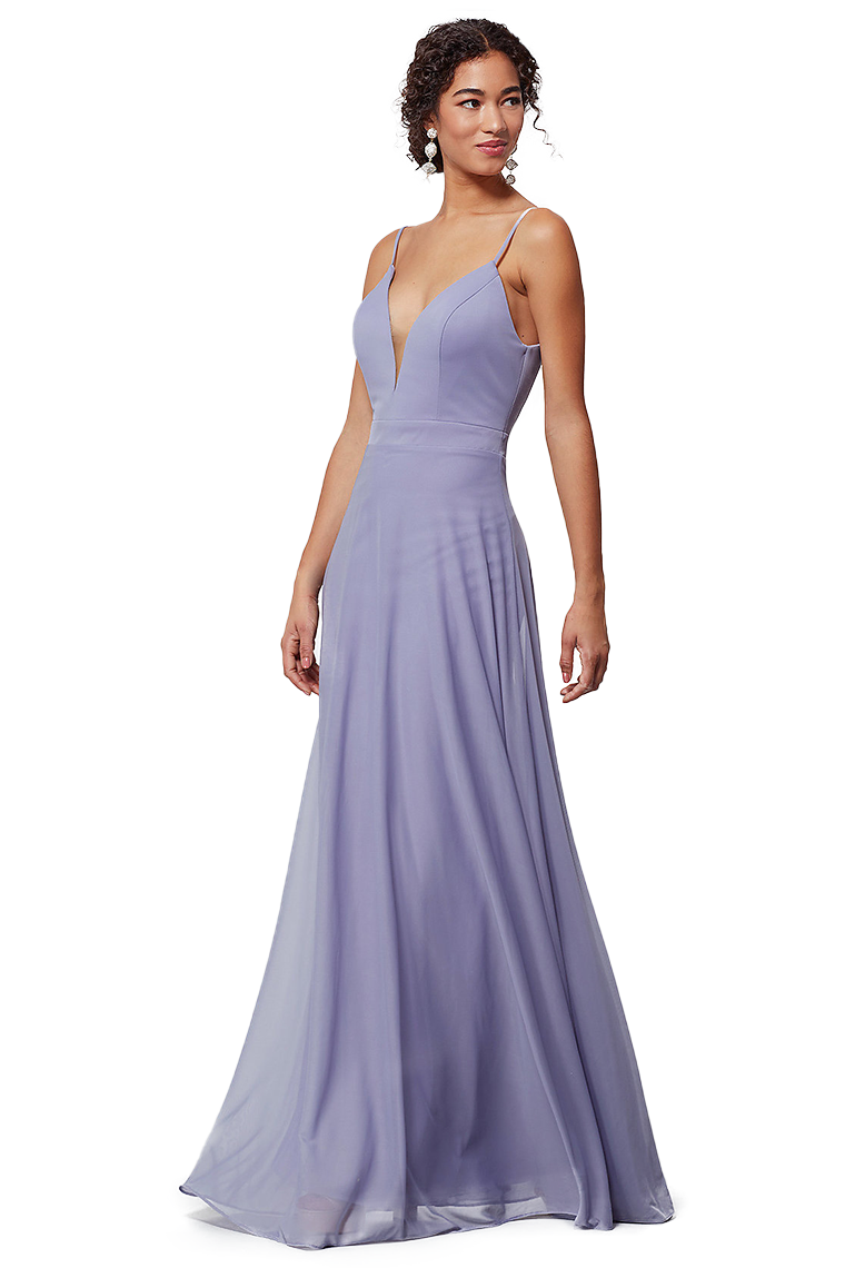 Lynn Natural Waist Floor Length Spaghetti Straps A-Line/Princess Chiffon Sleeveless Bridesmaid Dresses